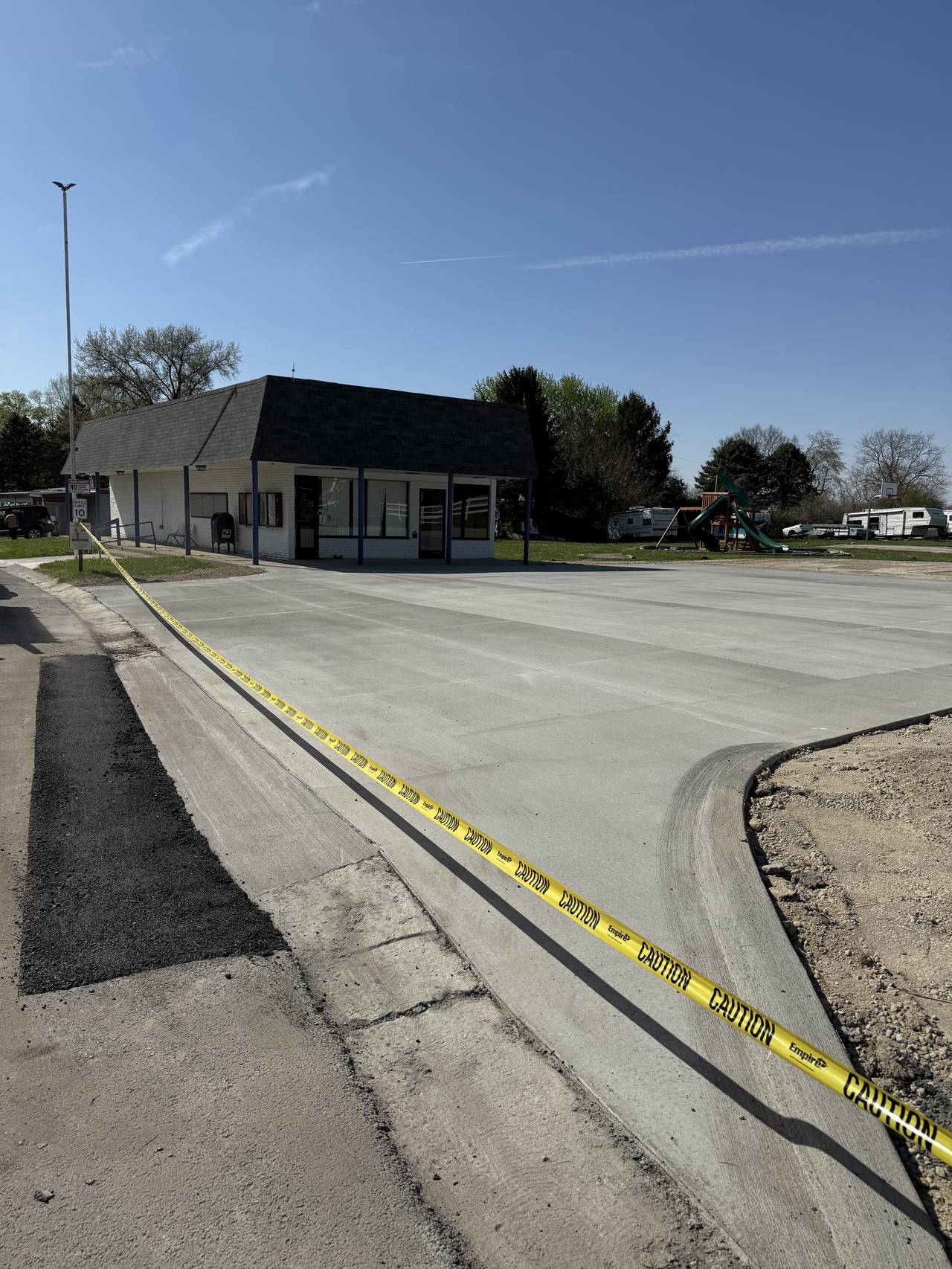 Commercial concrete parking flatwork at a mobile home community office, Marion, Ohio