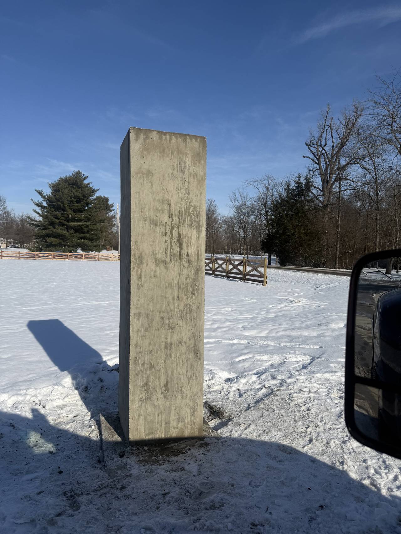 Tall precast concrete entrance pillar